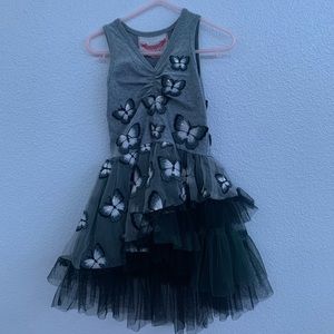 Cute Gray And Black Butterfly Dress